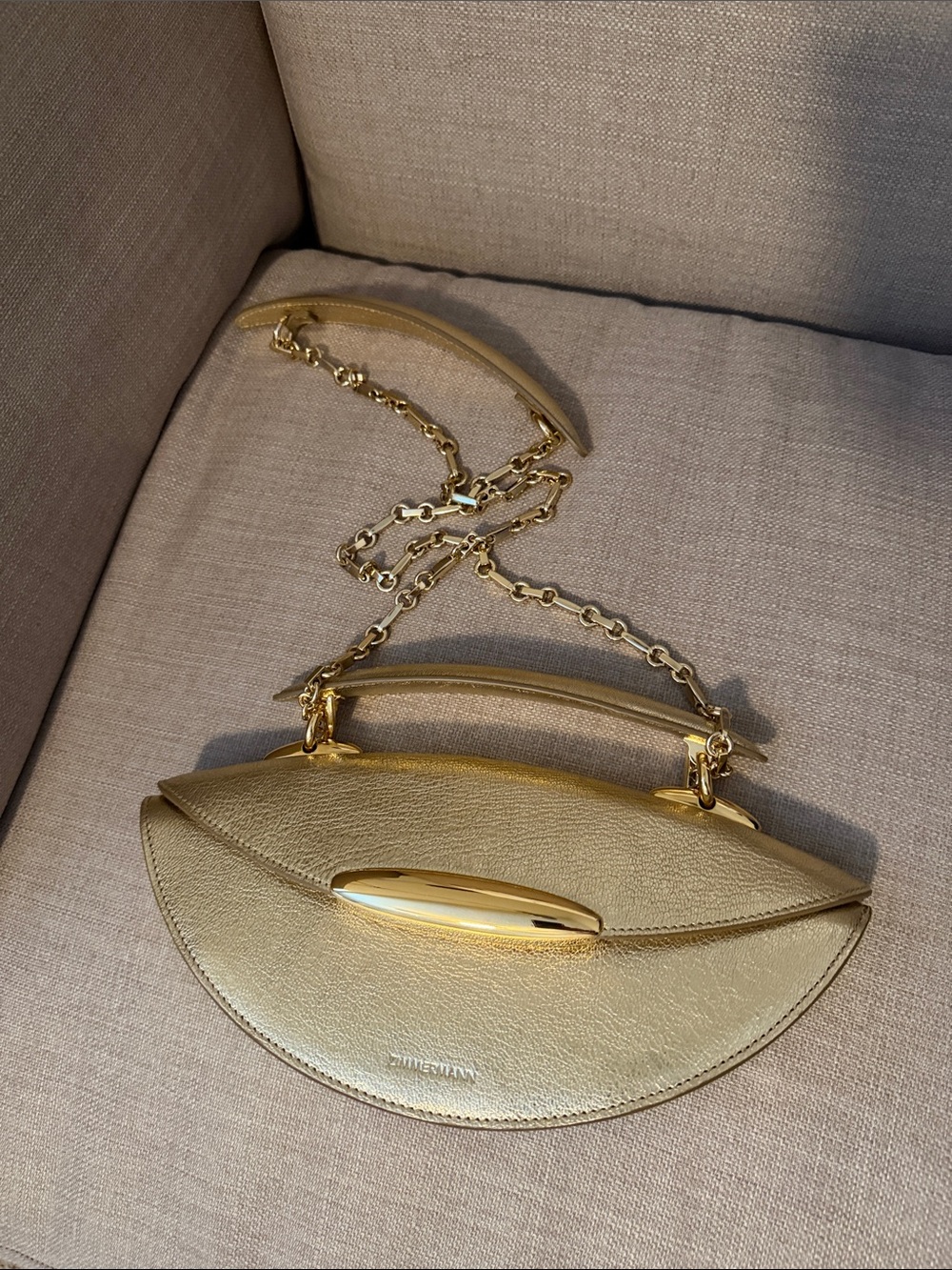 Zimmermann Metallic Gold Half-Moon Mini Crossbody with Chain